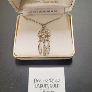 DAKOTA Black Hills Gold 10KT Gold & Silver Dreamcatcher Pendant W/Chain NIB